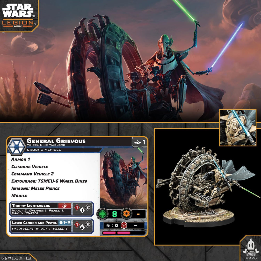 Asmodee, Star Wars: Legion – Grievous’ TSMEU-6 Wheel Bike, Erweiterung, Atomic Mass Games, Tabletop,