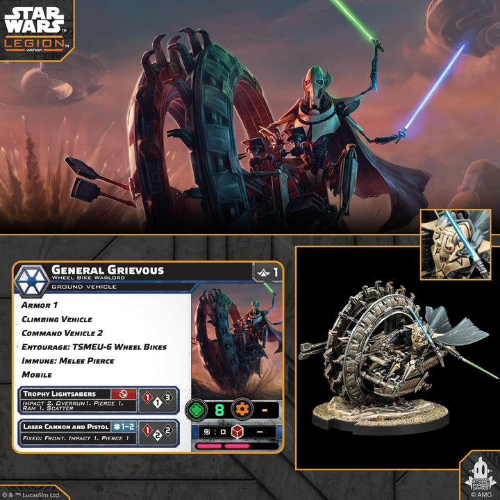 Asmodee, Star Wars: Legion – Grievous’ TSMEU-6 Wheel Bike, Erweiterung, Atomic Mass Games, Tabletop,