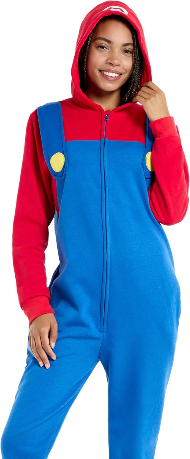 Opposuits Mario Onesie für Erwachsene, Unisex, Einteiler, Nintendo Super Mario, lockere Passform, in