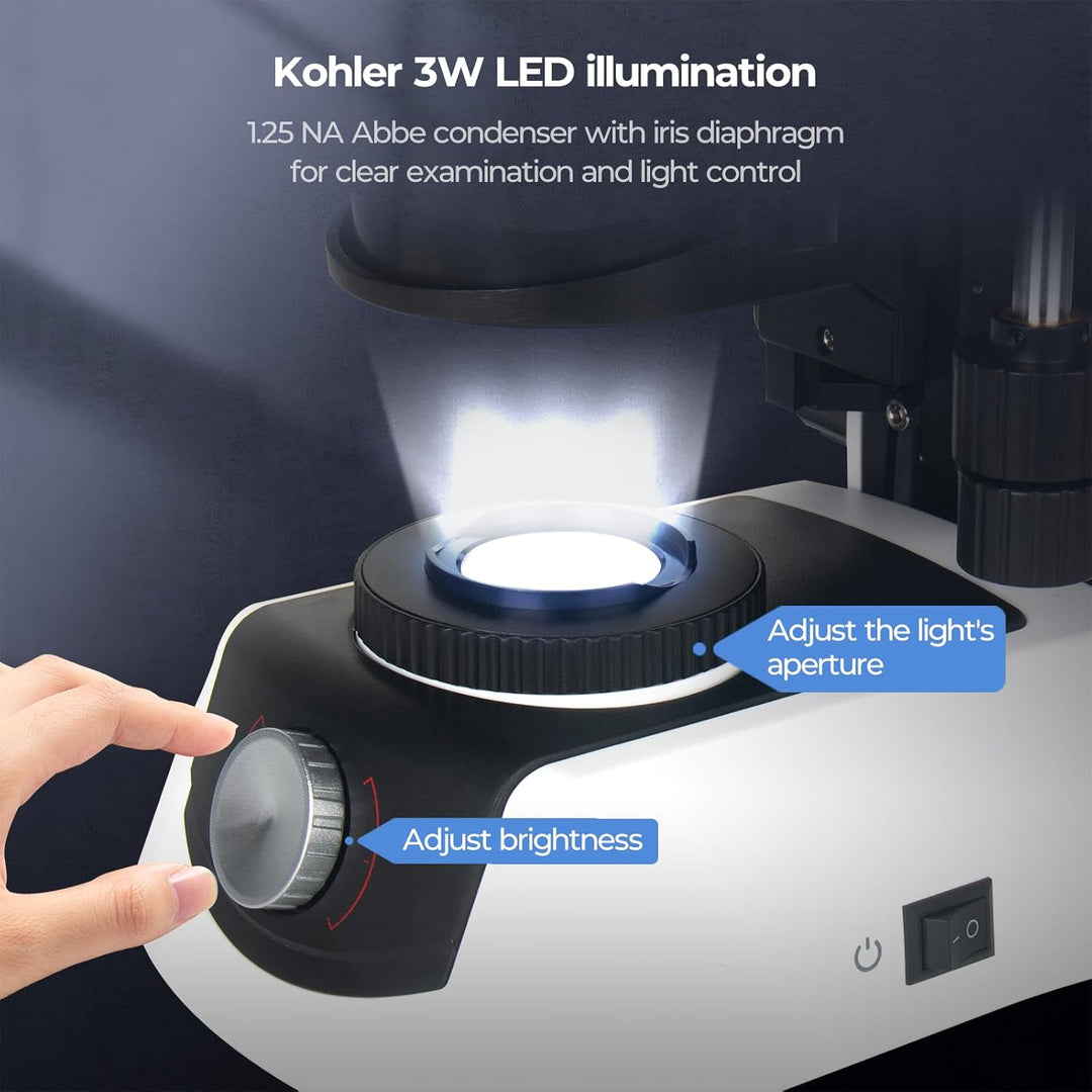 [Infinity-korrigiert] Trinokularmikroskop mit 10"-24MP-Monitor, 40-1000X Vergrösserung, unendlich ac