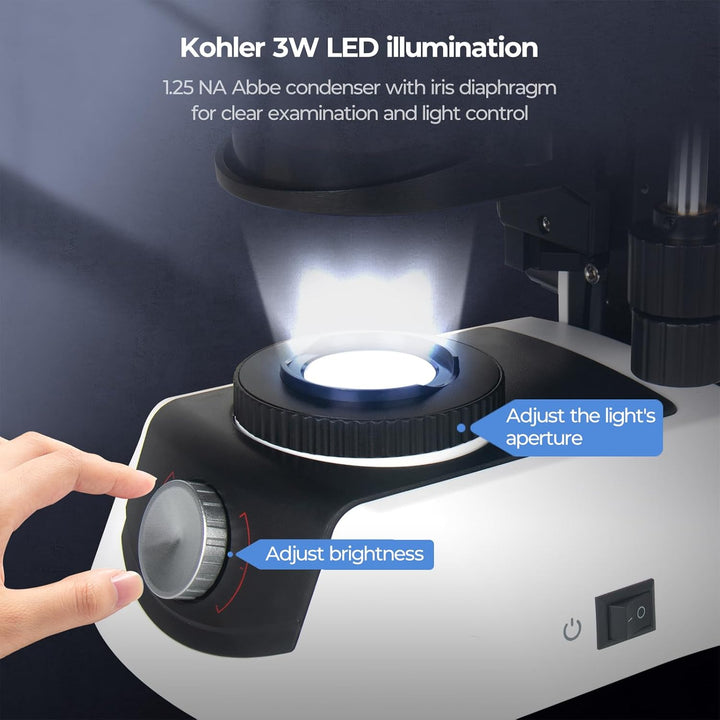 [Infinity-korrigiert] Trinokularmikroskop mit 10"-24MP-Monitor, 40-1000X Vergrösserung, unendlich ac