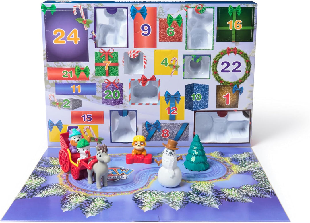 PAW PATROL Adventskalender 2024 – 24 Spielzeug-Überraschungen für eine fantasievolle Winterwelt, 7 W