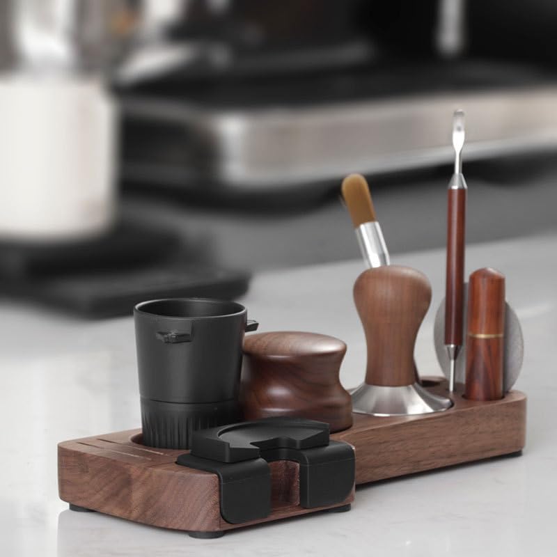 Tamperstation für Baristas, 51/53/58mm Tamping Station, Kaffeestampfbasis aus Holz Buche, Ständer fü