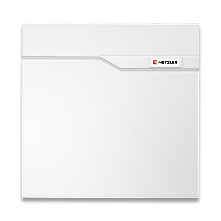 Metzler Briefkasten in Weiss RAL 9016 mit Zeitungsfach – Wandbriefkasten Metall pulverbeschichtet –