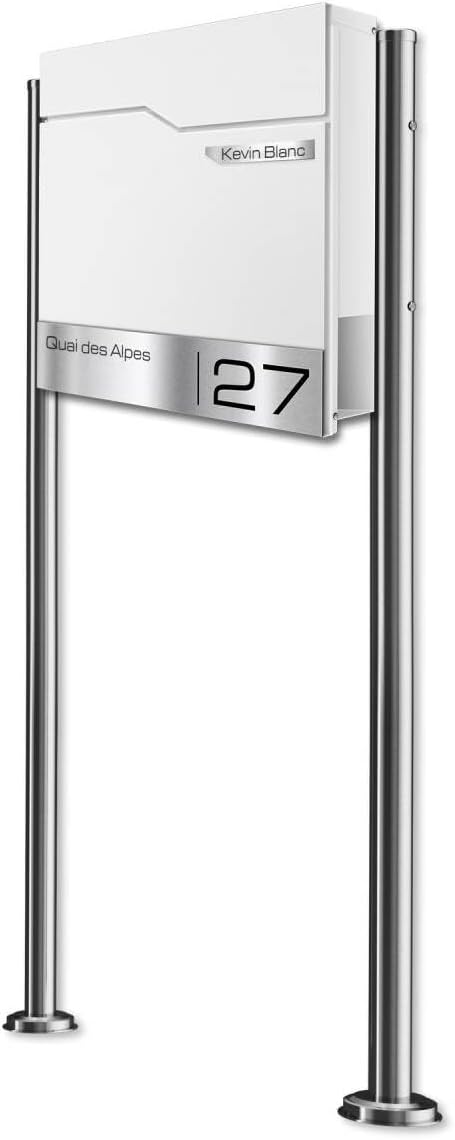 Metzler Design Briefkasten mit Pfosten Thobe - inkl. V2A Edelstahl-Namensschild - Standbriefkasten i