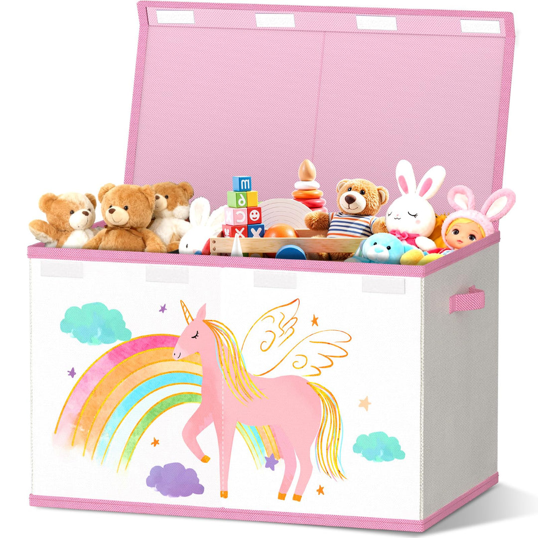 Spielzeugkiste Aufbewahrungsbox mit Deckel Kinderzimmer- 83L Faltbar Gross Spielzeug Aufbewahrung Ki