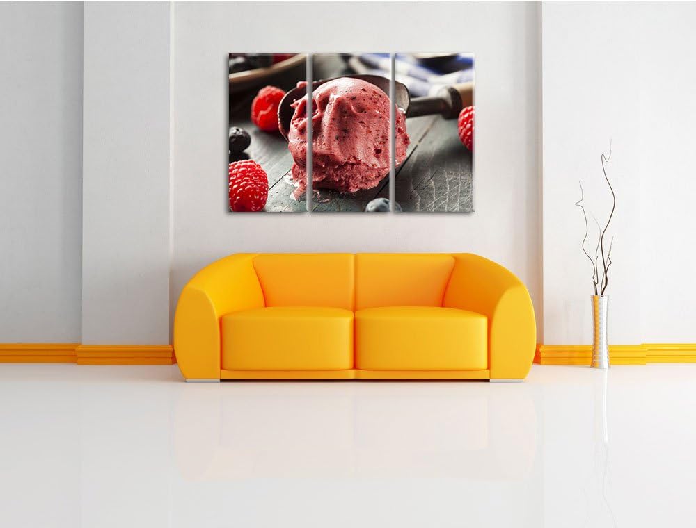 Köstliches Beeren Eis als 3-Teiler Leinwandbild 120x80 Bild auf Leinwand, XXL riesige Bilder fertig