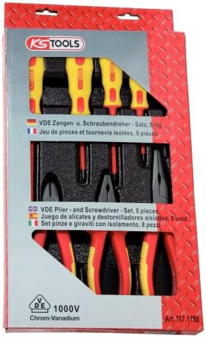 KS Tools 117.1105 VDE Zangen- und Schraubendreher-Satz mit Hüllenisolierung nach DIN EN 60900, 8-tei
