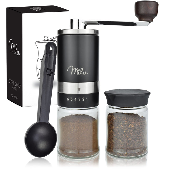 Milu Manuelle Kaffeemühle Handkaffeemühle mit Keramik Mahlwerk I 6 Stufen Mahlgradeinstellung I Espr