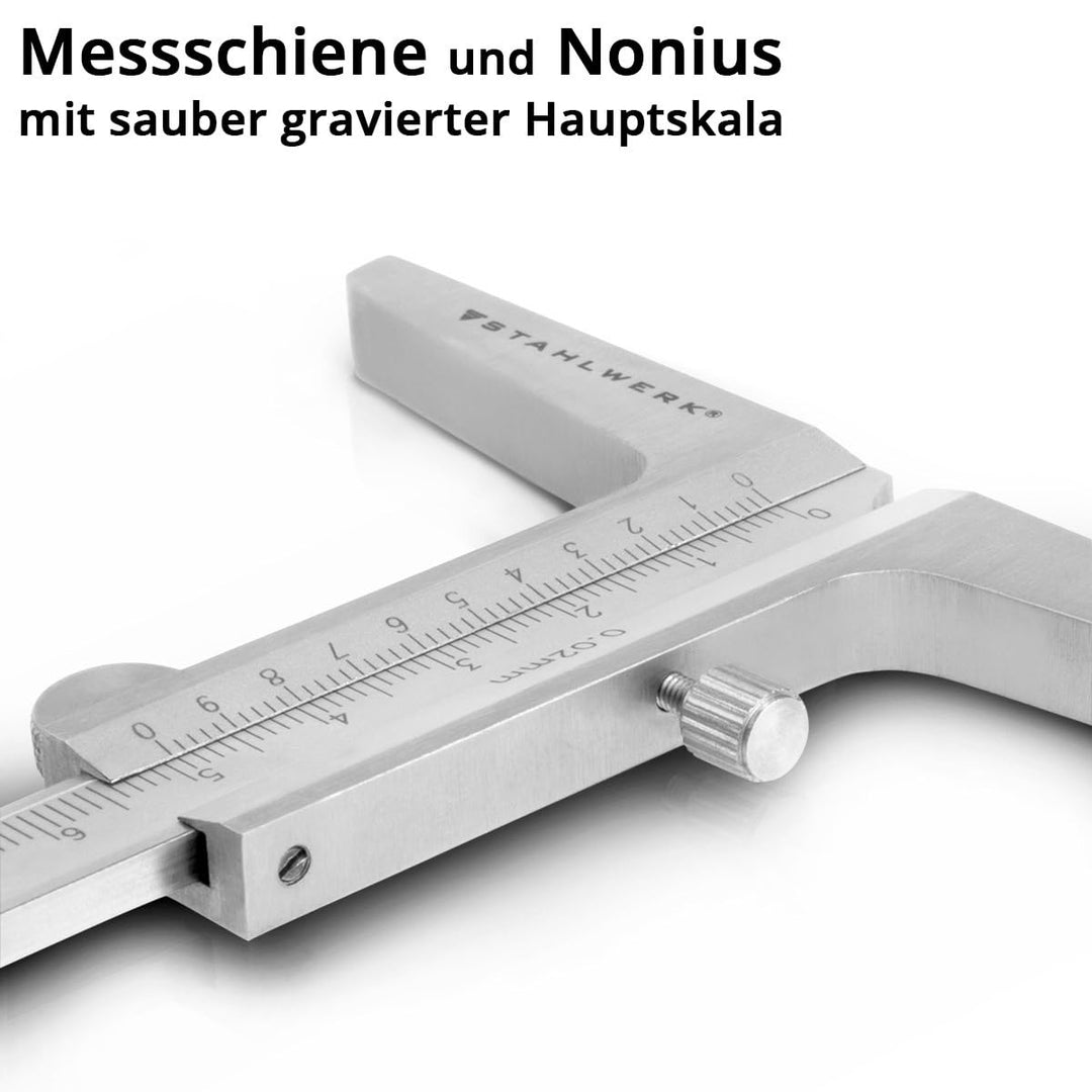 STAHLWERK Tiefenmessschieber 0-200 mm DIN 862 Messschieber/Tiefenlehre/Schieblehre/Messlehre aus ros