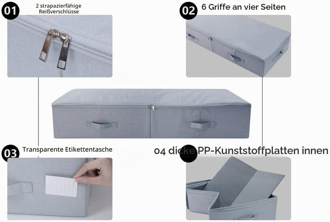 2er-Pack, 100X 43X 18cm, 3-seitiger Reissverschluss Unterbett, Kleiderschrank Kleidung, Schuhe Aufbe