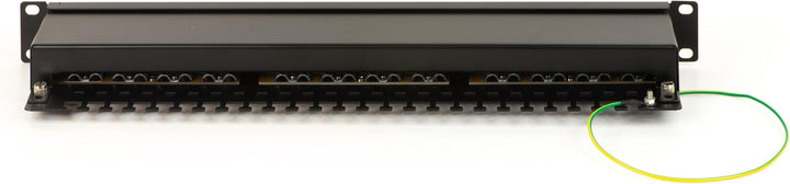 Netzwerk-Patchpanel mit 24 RJ45-Ports CAT 6 geschirmt 19" schwarz