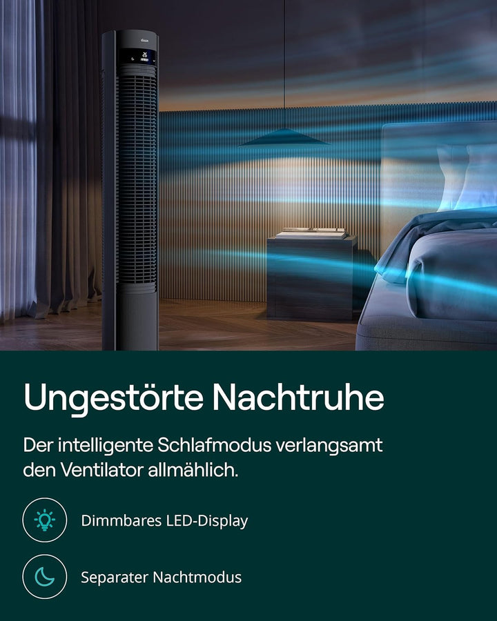 Duux Elevate Turmventilator – 12 Geschwindigkeiten, 80° Oszillation, Nur 25 dB, Ionisator, Timer (1–