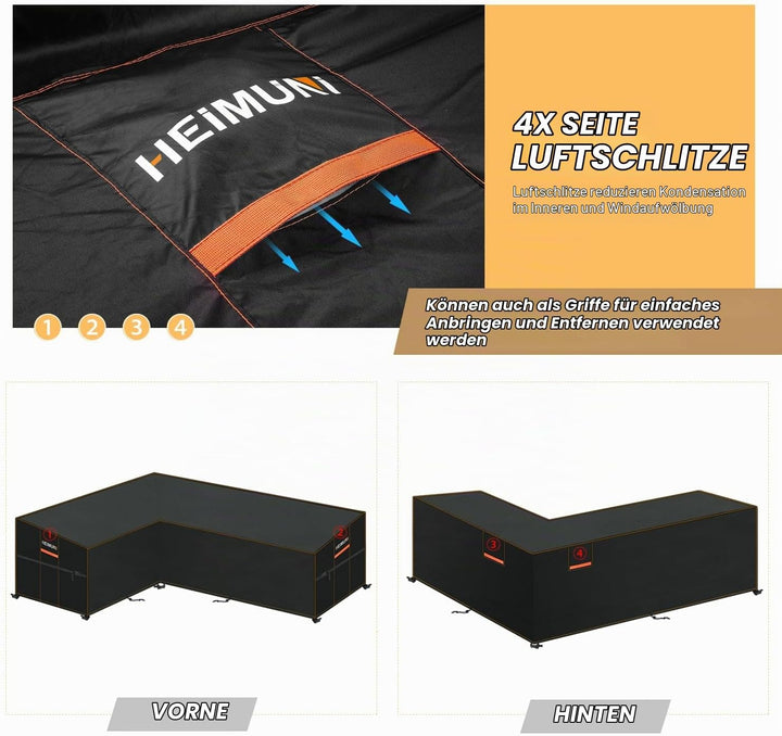 HEIMUNI Abdeckung für Lounge Sofa L-Form Ecksofa Abdeckplane Wasserdicht Palettenkissen Abdeckung Lo
