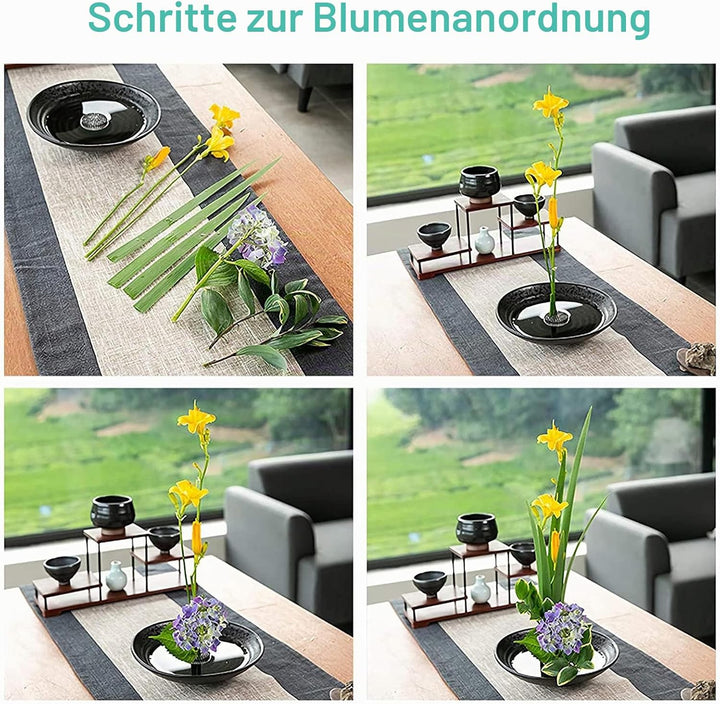 CRAFFANCY Blumenarrangement-Set, lila Ton-Keramik-Übertopf mit 5 cm Kenzan-Blumen-Frosch-Töpferware,