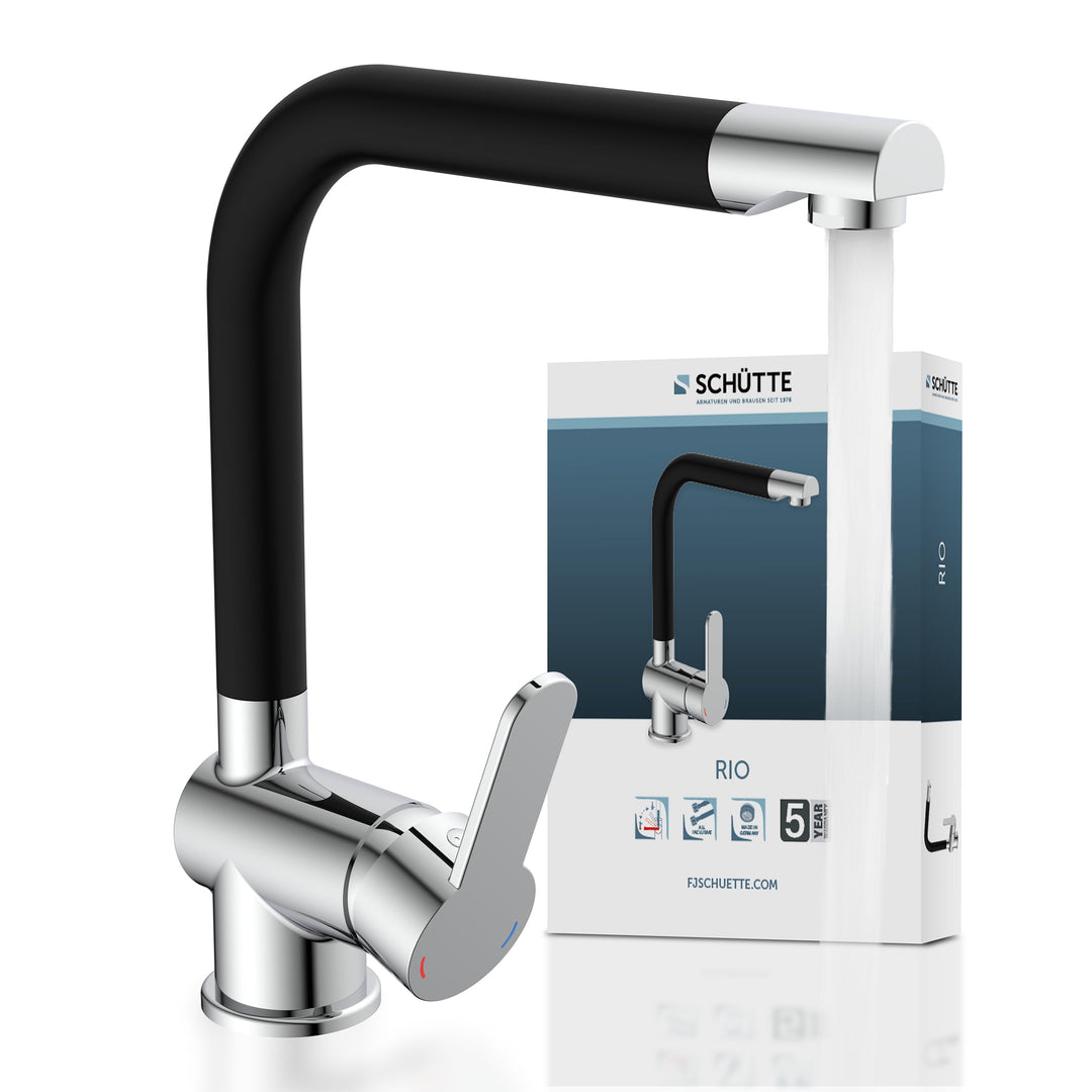 SCHÜTTE 79856 RIO 360° schwenkbare Küchenarmatur, Spültisch Armatur mit hohem Auslauf Küche, Einhebe