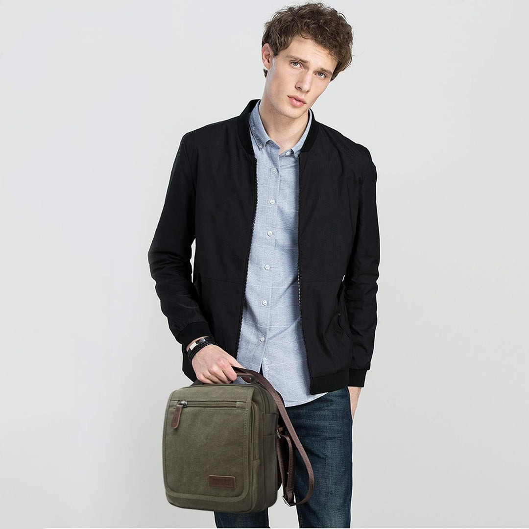 FANDARE Leinwand Umhängetasche Schultertasche Kuriertasche Canvas Messenger Bag für Herren Damen Kle