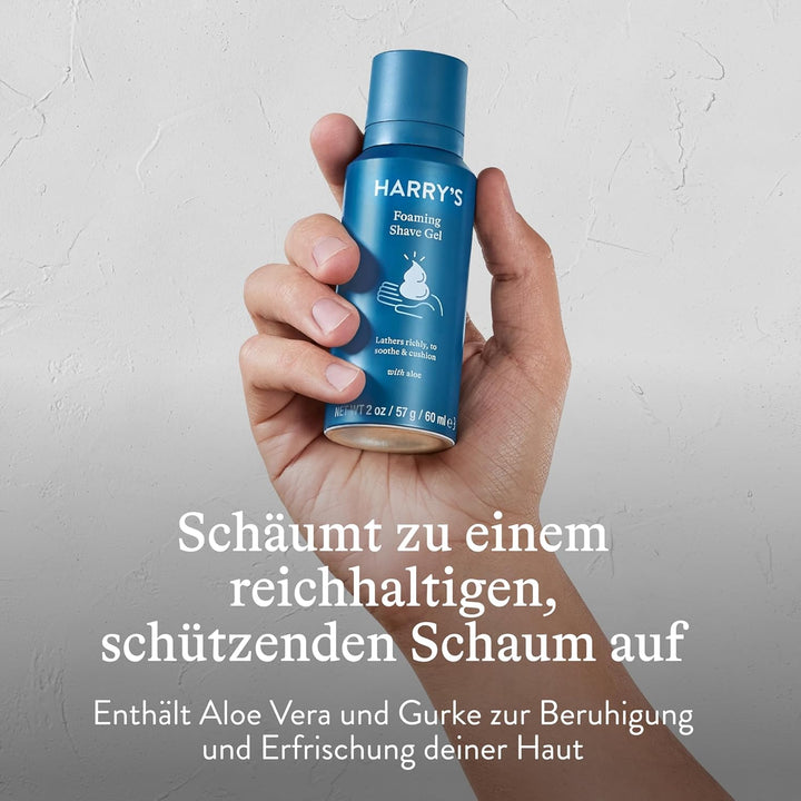 Harry’s Nassrasierer für Männer – Rasier-Set mit blauem Griff, 4 Ersatz-Rasierklingen, Reise-Klingen