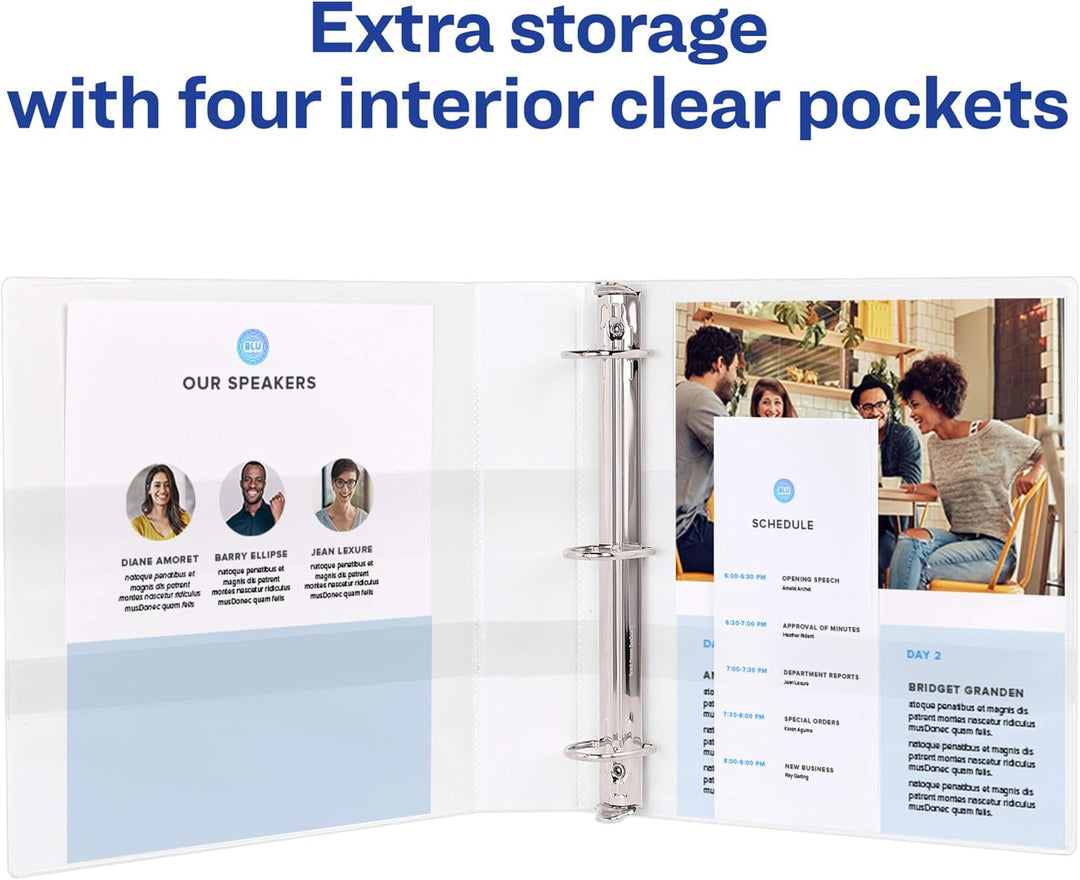 Avery Haltbarer Sichtmappe mit abgeschrägtem Ring. 2-er Packung 4" weiss weiss 4" 2-er Packung, Weis