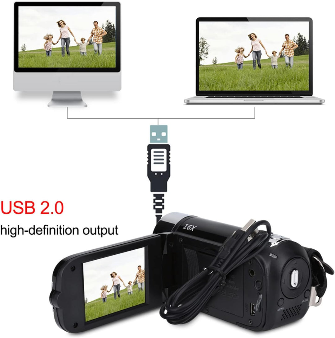 Topiky HD Digital Video Camera Camcorder,Tragbarer Vlogging Kamera Recorder 1080P 16MP 2,7 Zoll 270