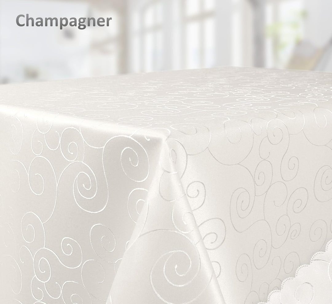 BEAUTEX Tischdecke Damast Ornamente - Bügelfreies Tischtuch - Fleckabweisende, Pflegeleichte Tischwä