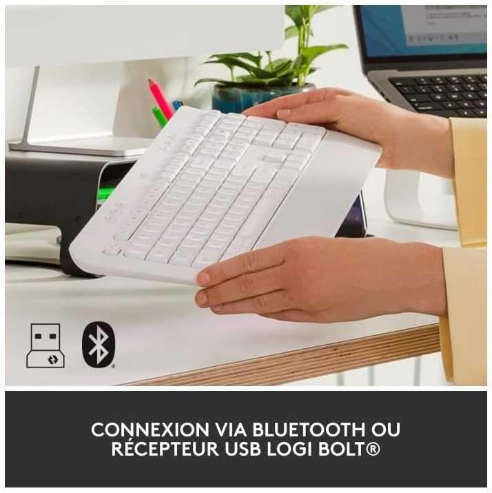 Logitech Signature K650 Comfort kabellose Tastatur mit Handballenauflage, BLE Bluetooth/Logi Bolt US