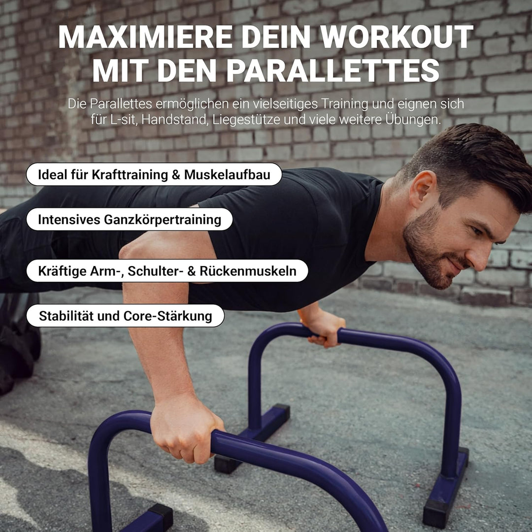 MSPORTS Low Fitness Parallettes Minibarren Professional LxBxH: 60x35x29 cm| Push-Up Bars Liegestützg