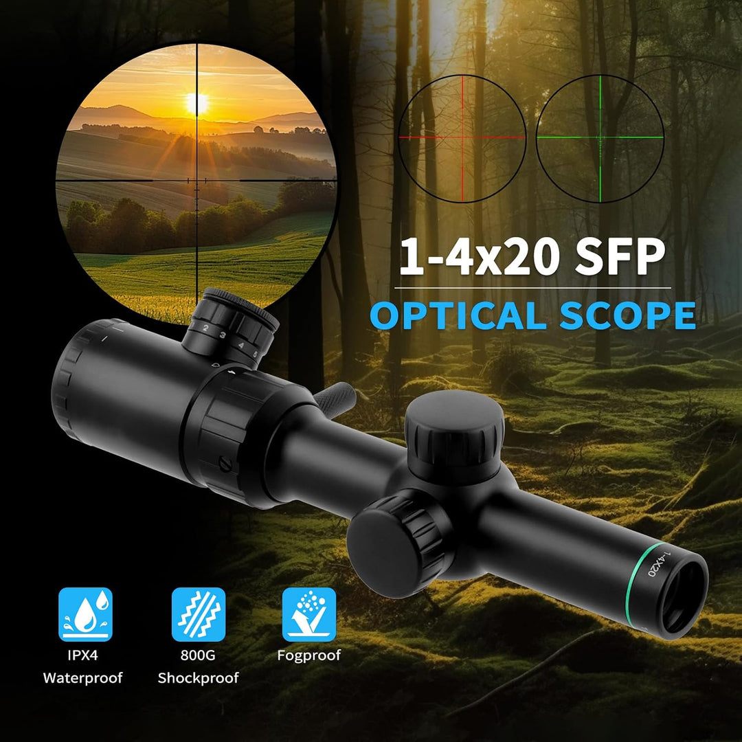 Optics Monokular Scope 1-4X20 zf, 25,4mm Tubus Sucher, Absehen 1/2 Zoll Voll multivergütet Monokular