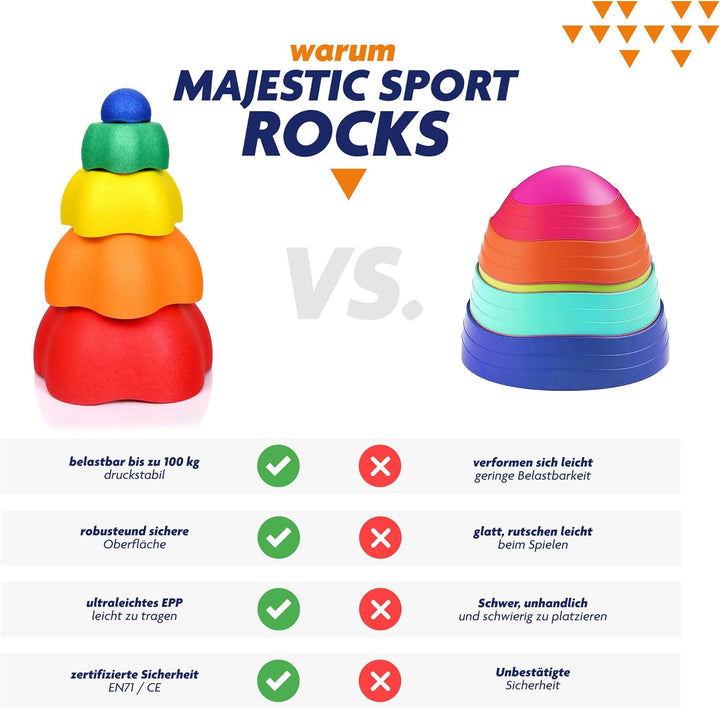 Majestic Sport Rocks, Sensorische Balanciersteine für Kinder – 5er Set – Belastbar, Fördert Gleichge