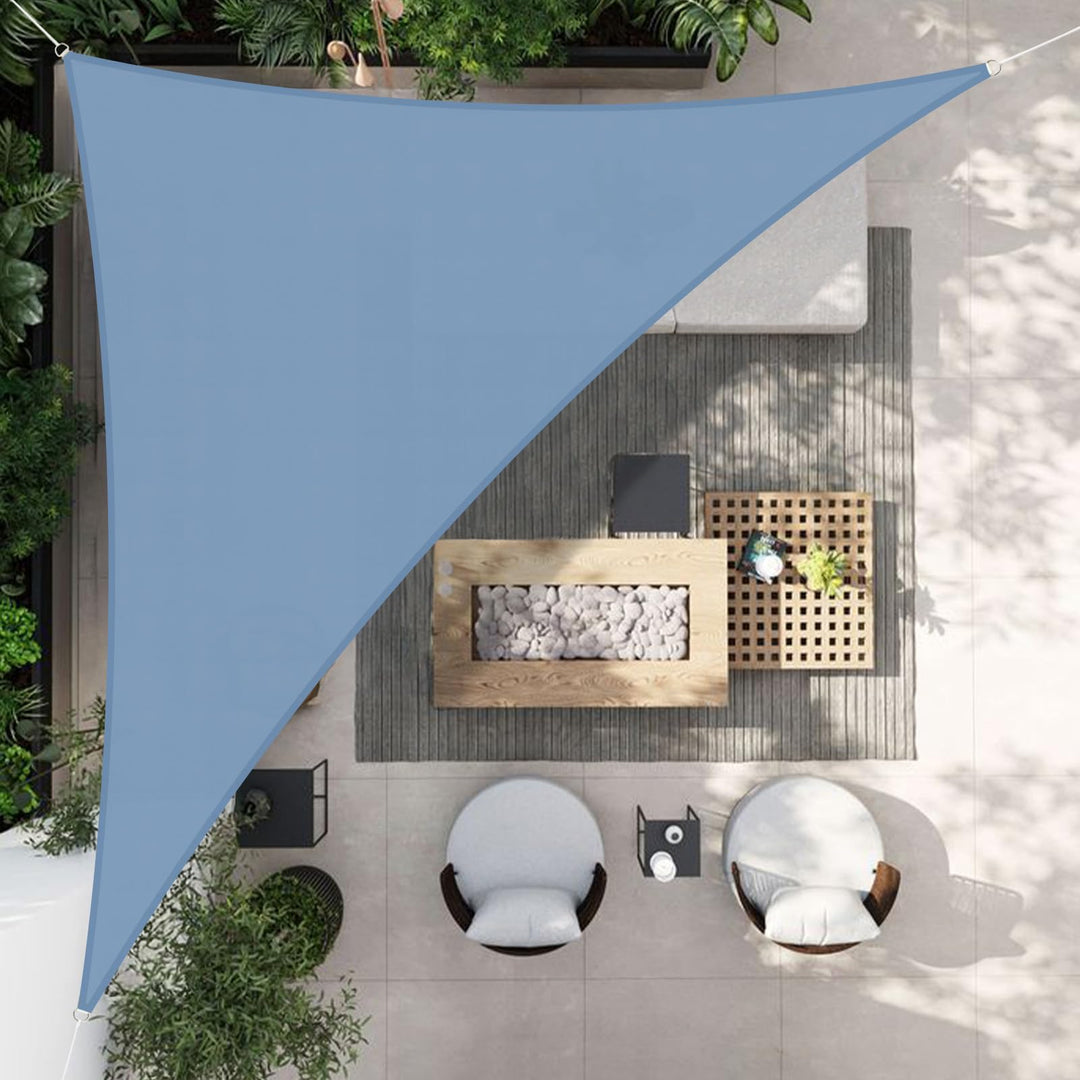 HENG FENG Sonnensegel 5x5x7m Dreieckig Wasserdicht mit 95% UV-Schutz Sonnenschutz für Garten Terrass