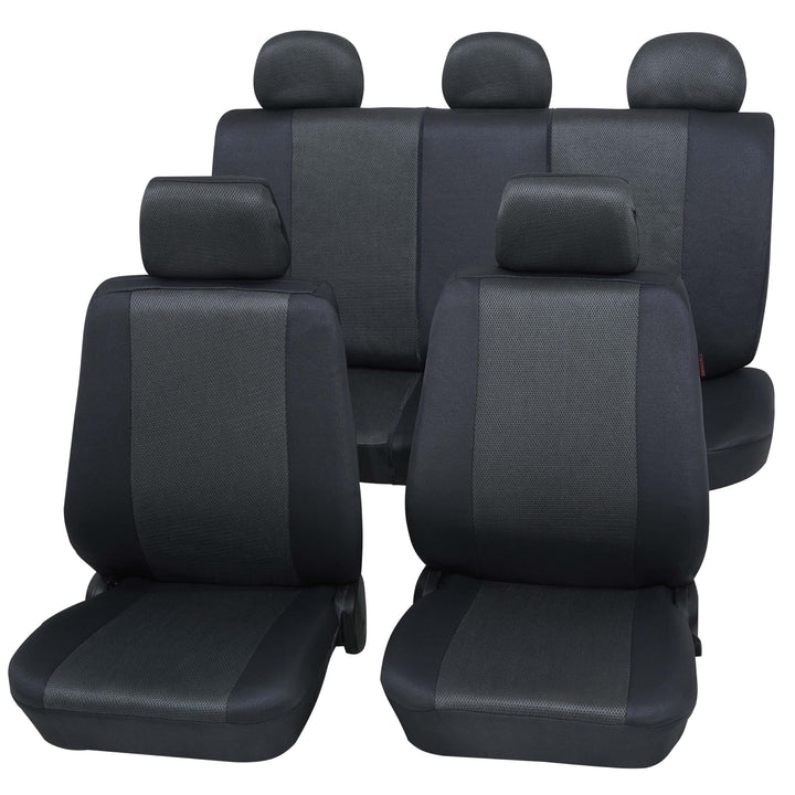 PETEX Auto Sitzbezüge Universal Komplett Set 11-teilig - Sydney Graphit, Eco Class mit SAB 1 Vario,