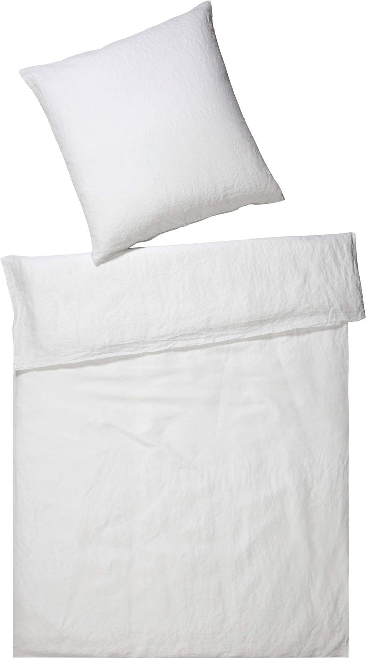 elegante Leinen Bettwäsche Breeze Weiss 1 Bettbezug 155 x 220 cm + 1 Kissenbezug 80 x 80 cm