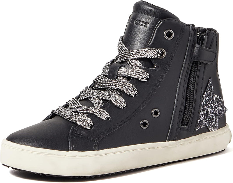 Geox Mädchen J Kalispera Girl A Sneaker 26 EU Black Dk Silver, 26 EU Black Dk Silver