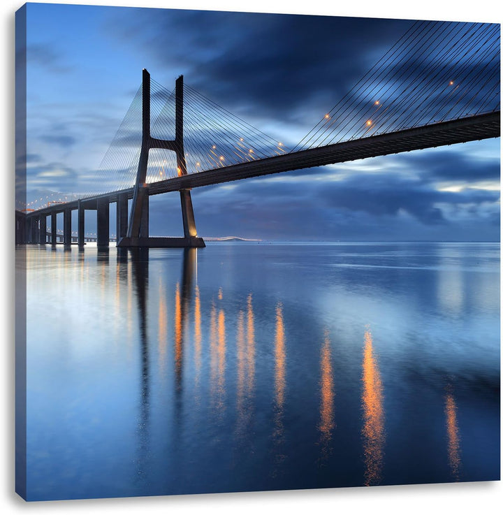 Pixxprint Ponte Vasco da Gama Lissabon / 70x70cm Leinwandbild bespannt auf Holzrahmen/Wandbild Kunst