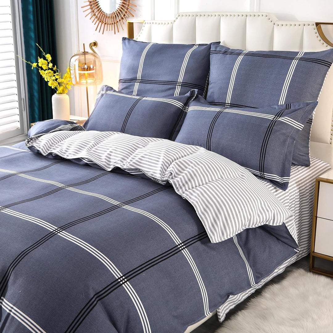 Homaxy Mikrofaser Bettwäsche 200x200cm mit Reissverschluss 3 TLG. Weiche Bettbezug Set Weisse Blätte