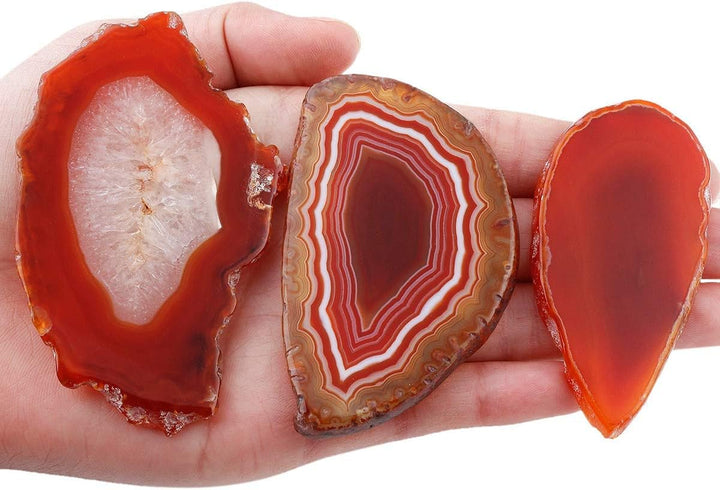 mookaitedecor 12 Stück Natürliche Geode Achat Scheiben, unregelmässige poliert Achat Edelsteine Name