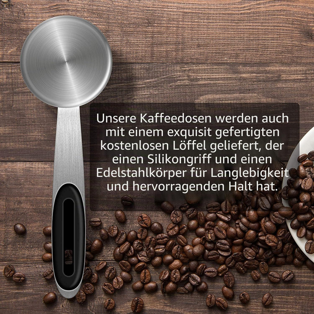 Dreamhigh® Kaffeedose Luftdicht 1kg Bohnen - Kaffeebehälter aus Edelstahl mit Messlöffel-2800 ml