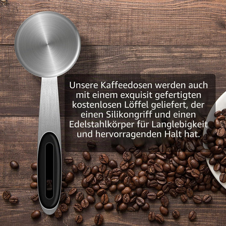 Dreamhigh® Kaffeedose Luftdicht 1kg Bohnen - Kaffeebehälter aus Edelstahl mit Messlöffel-2800 ml