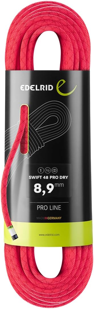 EDELRID Swift 48 Pro Dry 8,9 mm Einfachseil Schwarz/Grau/Rosa/Rot 70 m