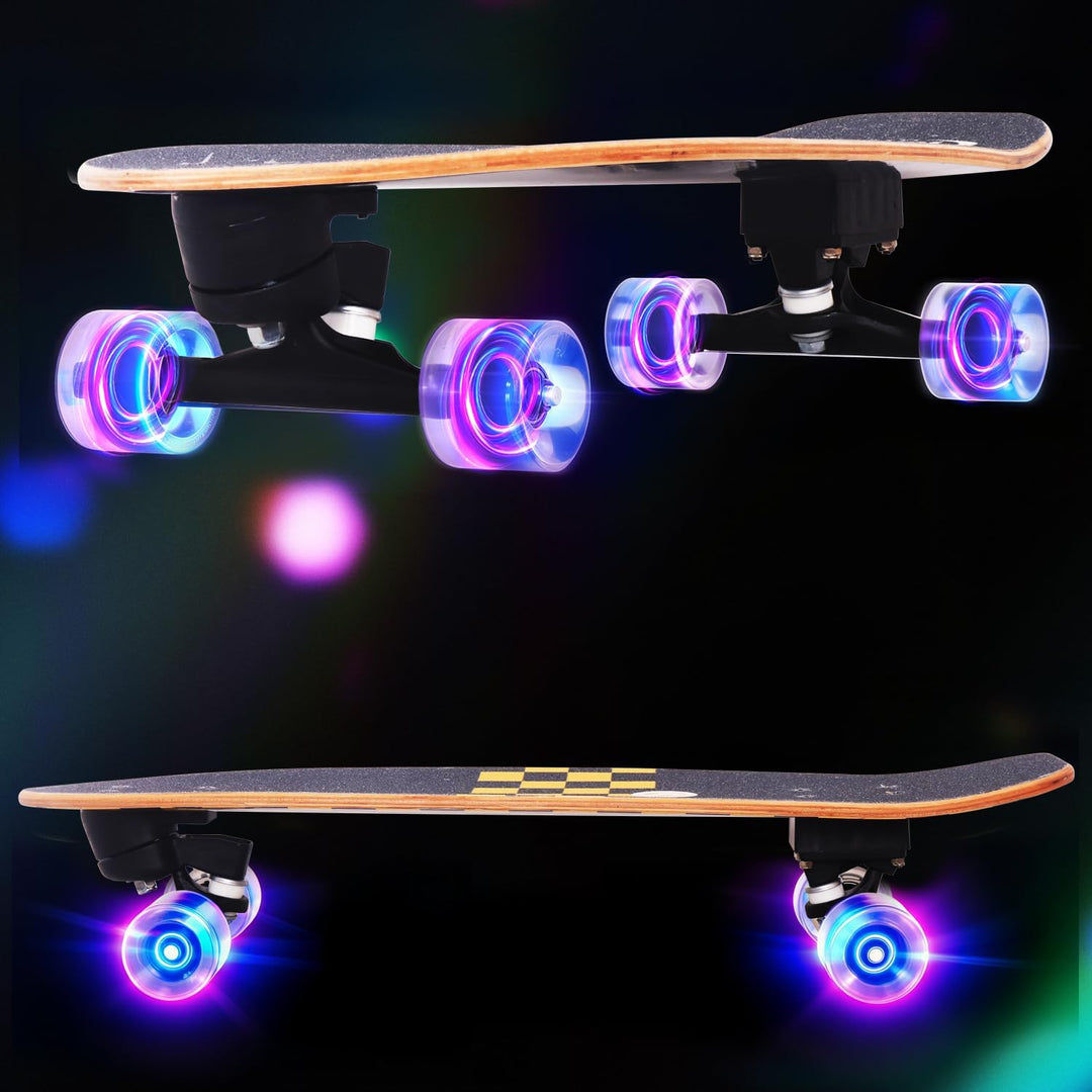 Nattork Complete Skateboards 29" x 8" Kids Skateboard Cruiser Skateboards for Beginners Double Kick