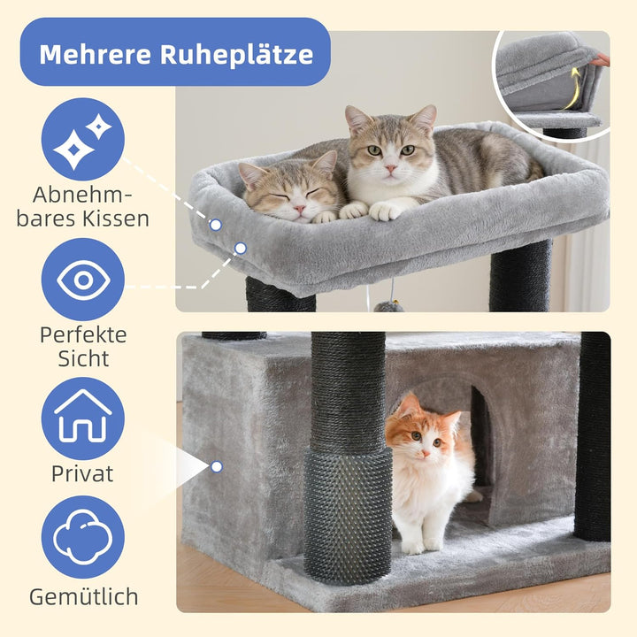 Hey-brother Kratzbaum, Stabil Katzenbaum für grosse Katzen und Maine Coons, mit 8 cm dicken Sisal-Kr