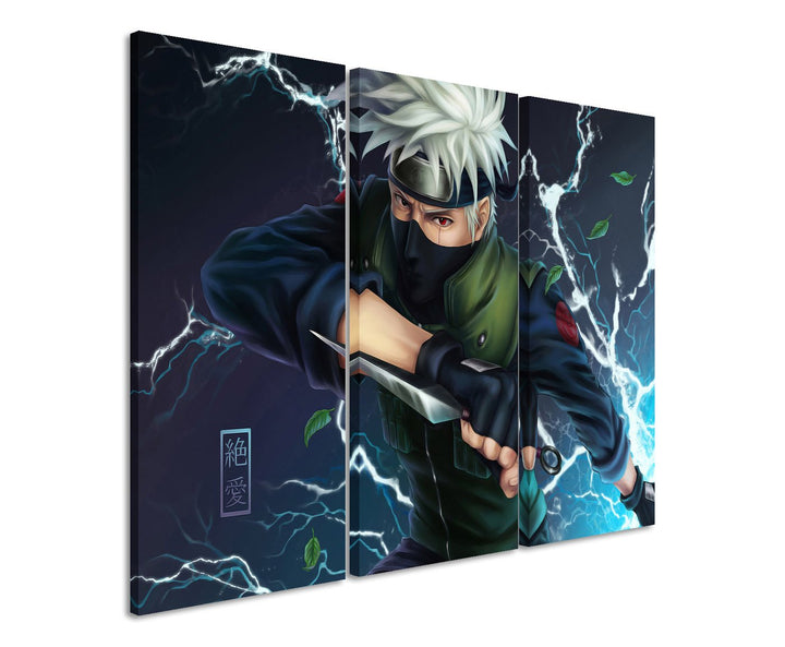 Leinwandbilder 3 teilig Kakashi_Naruto_3x90x40cm (Gesamt 120x90cm) _Ausführung schöner Kunstdruck au