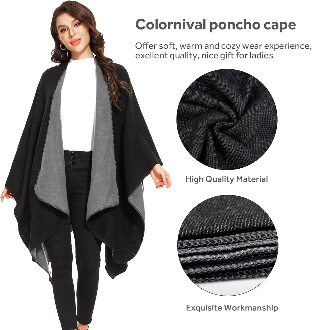 colornival Poncho Damen Winter Warm Elegant Poncho Decke Poncho Cape Strick Poncho Mantel Winter Pon