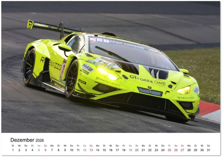 Supersportwagen auf der Rennstrecke (Wandkalender 2026 DIN A2 quer), CALVENDO Monatskalender: Bilder