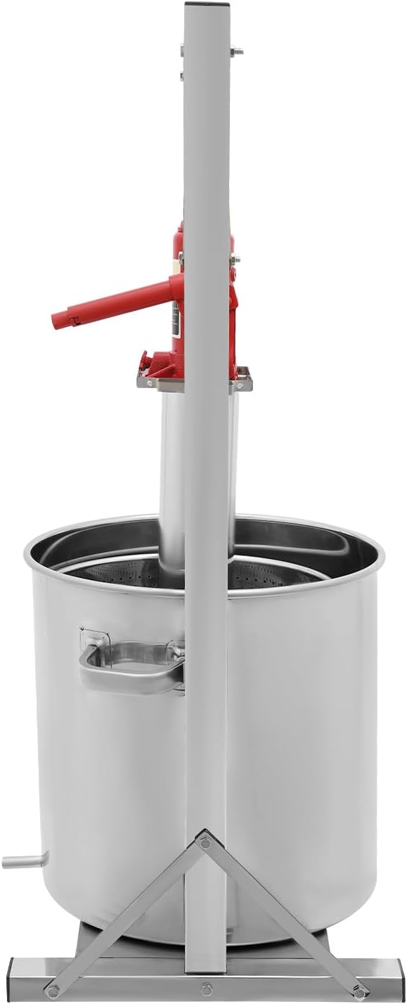 Hydraulische Obstpresse 36L | Edelstahl Weinpresse mit Wagenheber Silber | Edelstahl 304, 36L Fassun