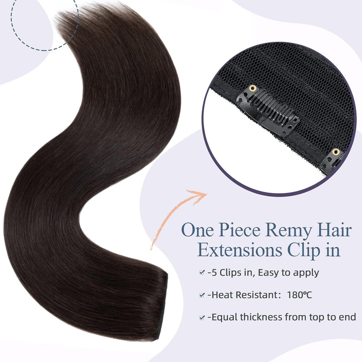 Clip in Extensions Echthaar Haarteile Echthaar Glatt DICK Haarverlängerung 1PC 5 Clips Weich Natürli