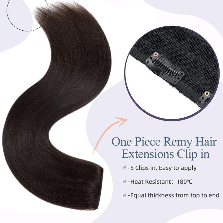 Haarteile Echthaar Clip in Extensions Echthaar 1Pc 5Clips Dick Haarverlängerung 7A Human Hair Weich
