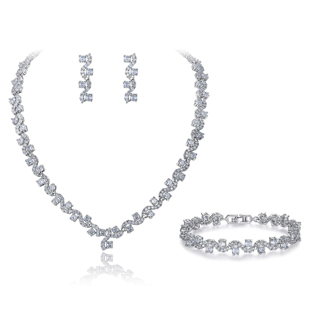 EVER FAITH® Zirkonia Kristall elegant Braut Modeschmuck Schmuck-Sets Silber-Ton N03406-1