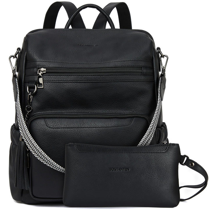 BOSTANTEN 2 Pieces Leder Rucksack Damen Freizeitrucksack Reise Handtasche Rucksackhandtasche Tagesru