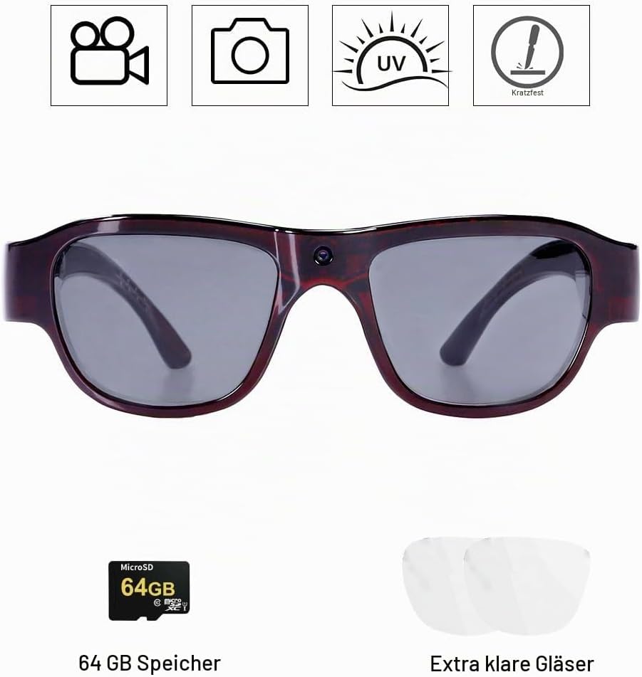 OhO Camera Sunglasses, 32GB Ultra HD Outdoor Sports Action Camera with Built in 16MP Camera and Pola
